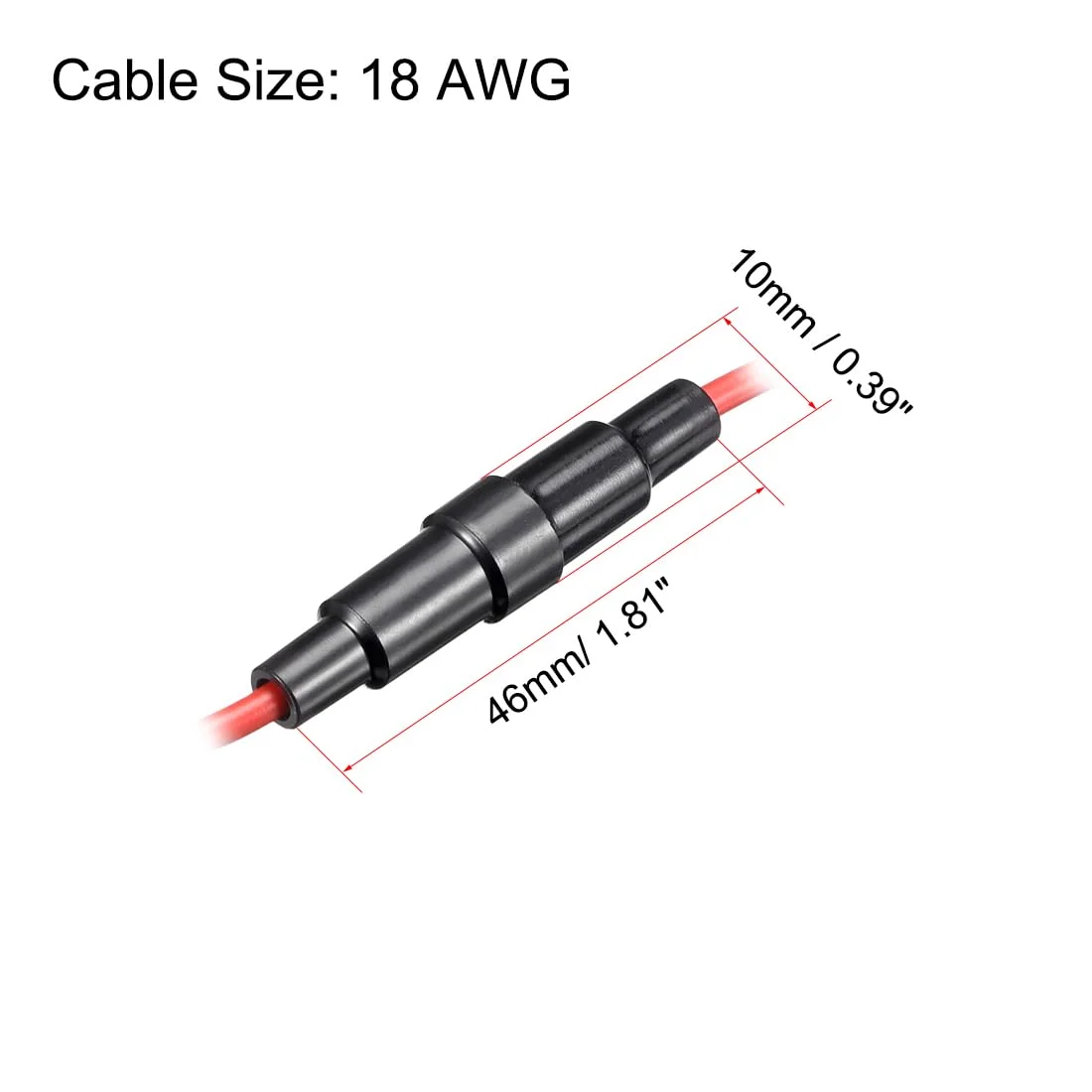 هولدر فیوز پیچی خطی uxcell گیج 18 AWG، 2 عدد، مناسب برای فیوزهای لوله ای 5mm x 20mm