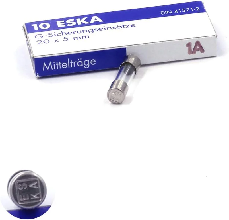 فیوز تاخیر زمانی متوسط (M) شیشه ای 1 آمپر/250 ولت متناوب 5x20 میلی متر (جعبه 10 عددی)