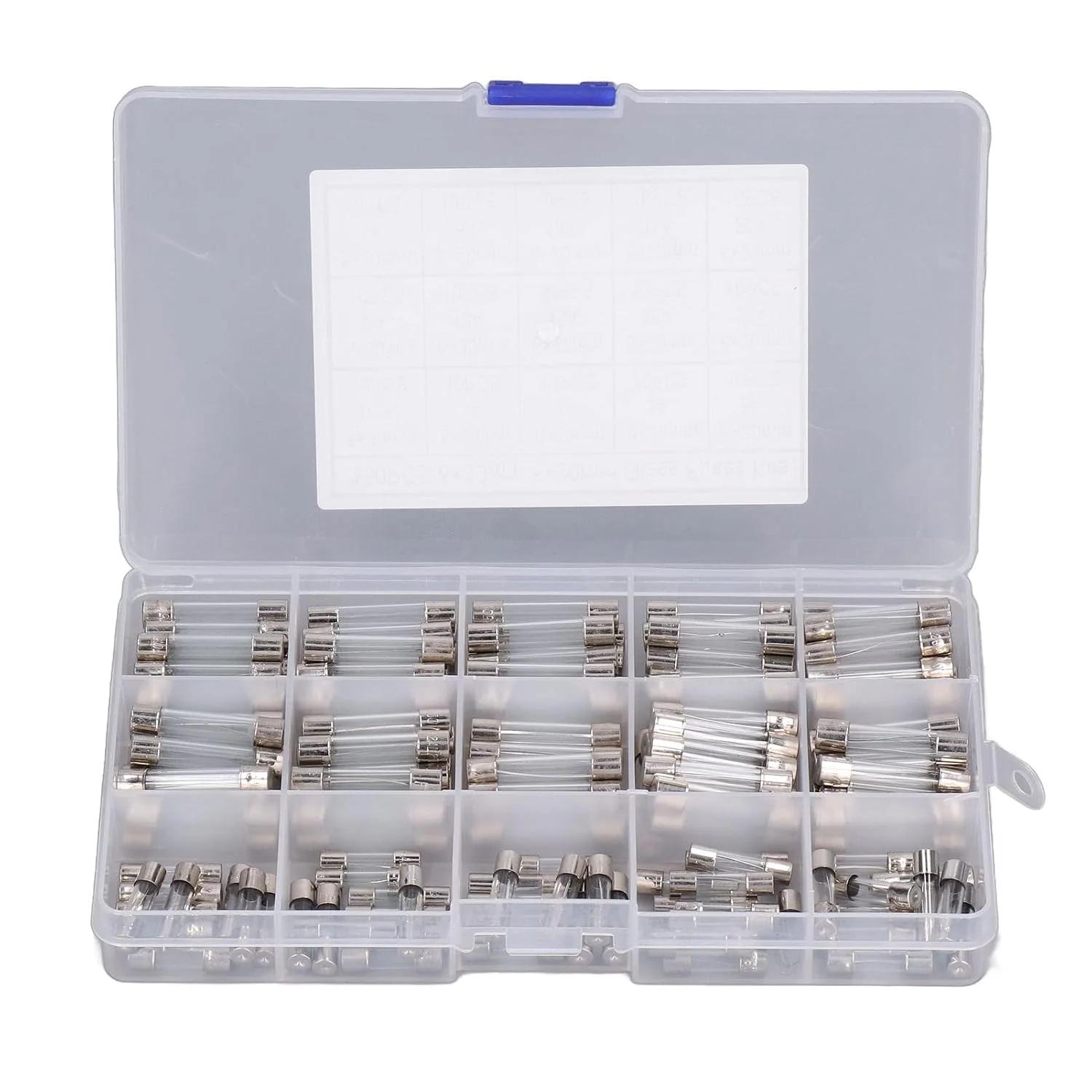 ظرفیت 150 Pcs Glass Fuses Alloy Tube Fuse Assorted Kit