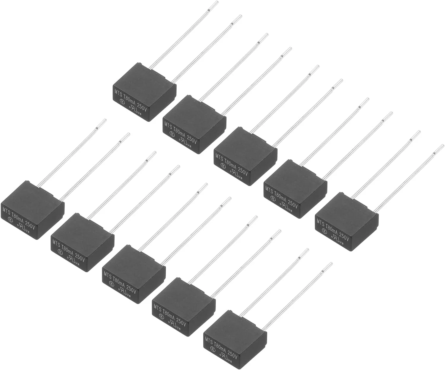 کوآرکزمان بسته 20 عددی فیوزهای مینیاتوری مربعی اسلومیکرو DIP برای قطعات الکترونیکی تعمیرات PCB LCD، T80mA 80mA 250V، مشکی