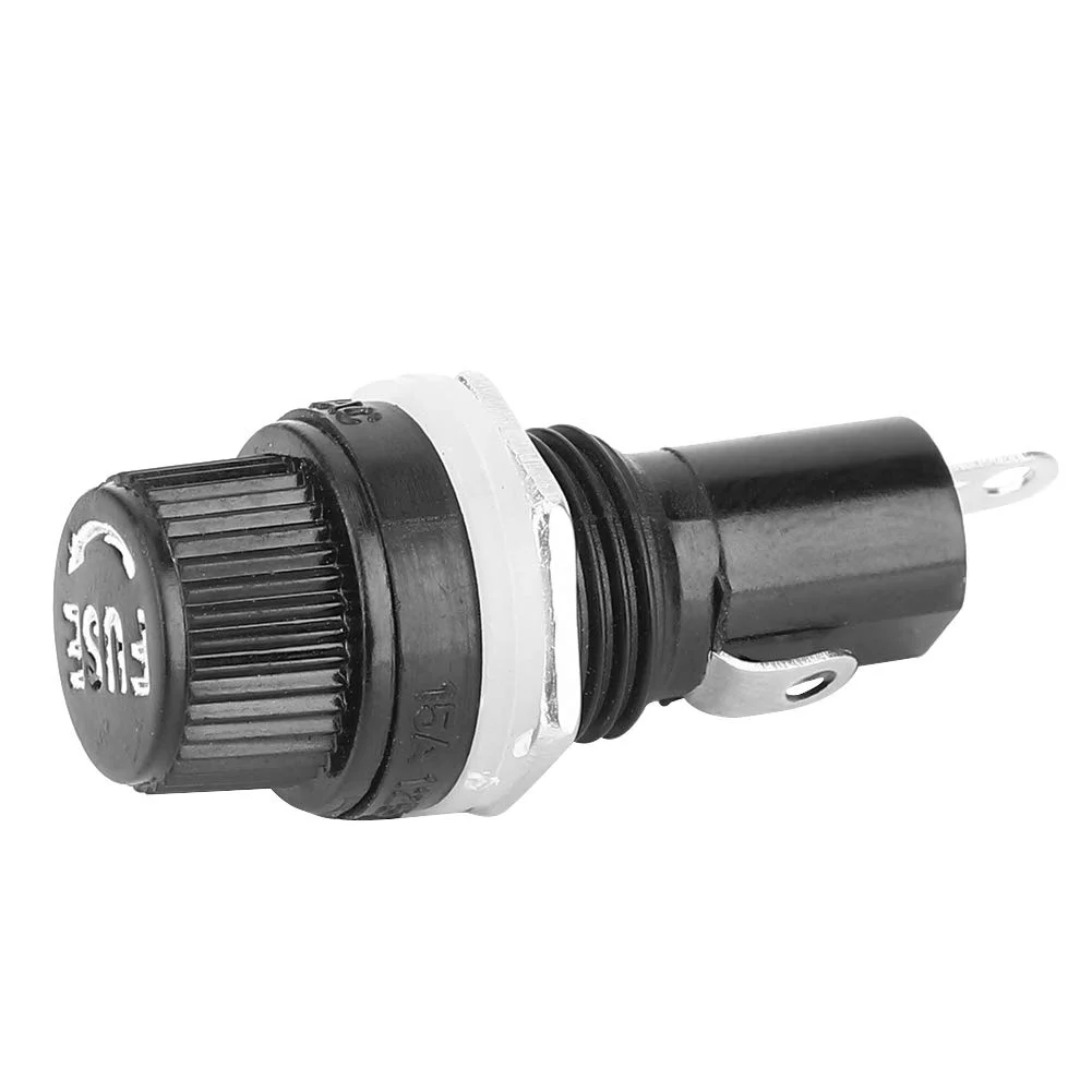 نگهدارنده فیوز بادوام، تیغه ای ضد آب 15 آمپر 125 ولت AC/10 آمپر 250 ولت AC برنجی قلع اندود شده برای فیوزهای شیشه ای 5x20 میلی متر