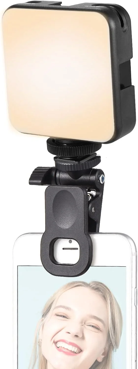 نور ویدئویی LED کلیپسی کوچک Eacam W64، نور پرکننده تلفن همراه، نور کنفرانس ویدیویی تبلت، 2500K-6500K قابل تنظیم برای جلسه آنلاین، پخش زنده، سلفی