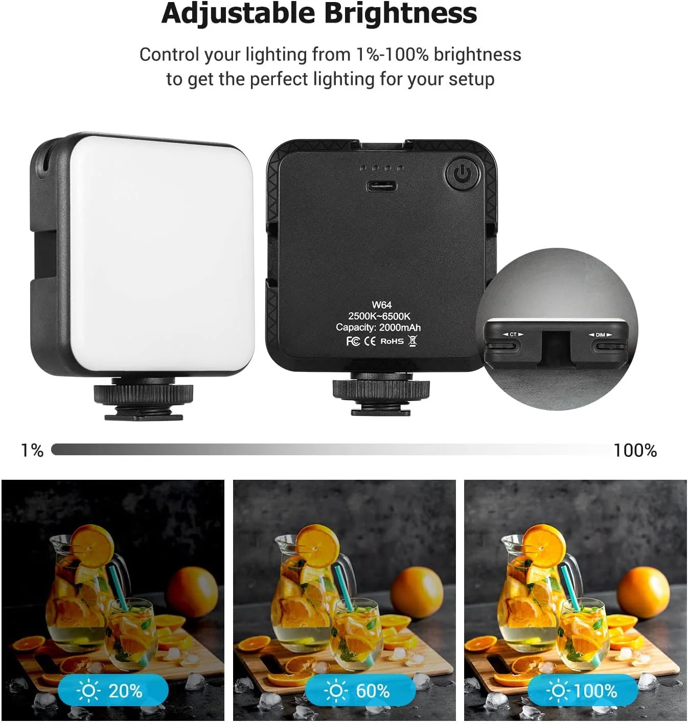 نور ویدئویی LED کلیپسی کوچک Eacam W64، نور پرکننده تلفن همراه، نور کنفرانس ویدیویی تبلت، 2500K-6500K قابل تنظیم برای جلسه آنلاین، پخش زنده، سلفی نور ویدئویی LED کلیپسی کوچک Eacam W64، نور پرکننده تلفن همراه، نور کنفرانس ویدیویی تبلت، 2500K-6500K قابل تنظیم برای جلسه آنلاین، پخش زنده، سلفی