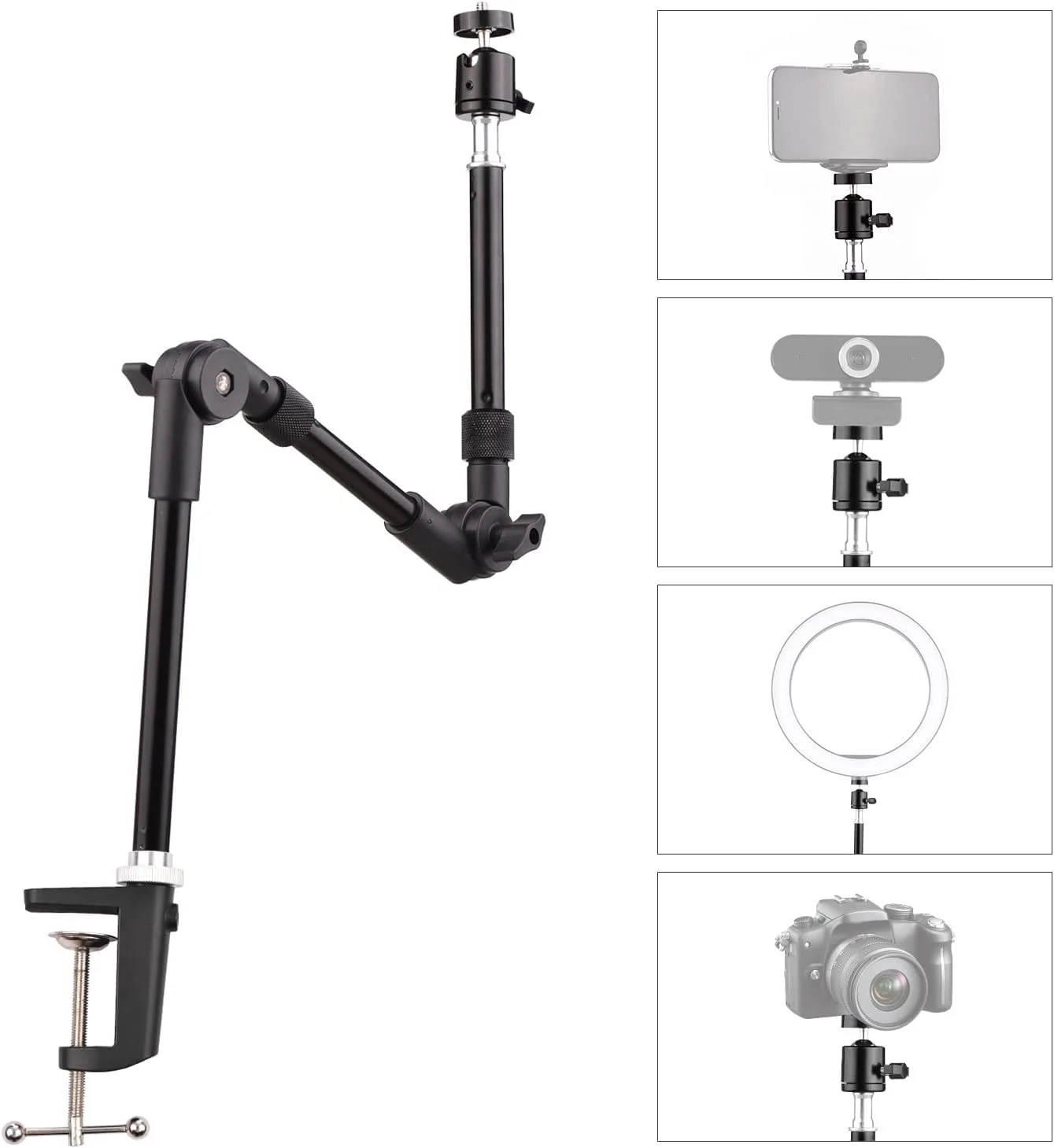 پایه رومیزی تاشو انعطاف پذیر Eacam ST-01 با براکت فلزی و آداپتور سر توپی پیچ 1/4 اینچی، ظرفیت بار 3 کیلوگرم برای نور پرکننده، چراغ حلقه ای LED، وب کم، دوربین، تلفن هوشمند پایه رومیزی تاشو انعطاف پذیر Eacam ST-01 با براکت فلزی و آداپتور سر توپی پیچ 1/4 اینچی، ظرفیت بار 3 کیلوگرم برای نور پرکننده، چراغ حلقه ای LED، وب کم، دوربین، تلفن هوشمند