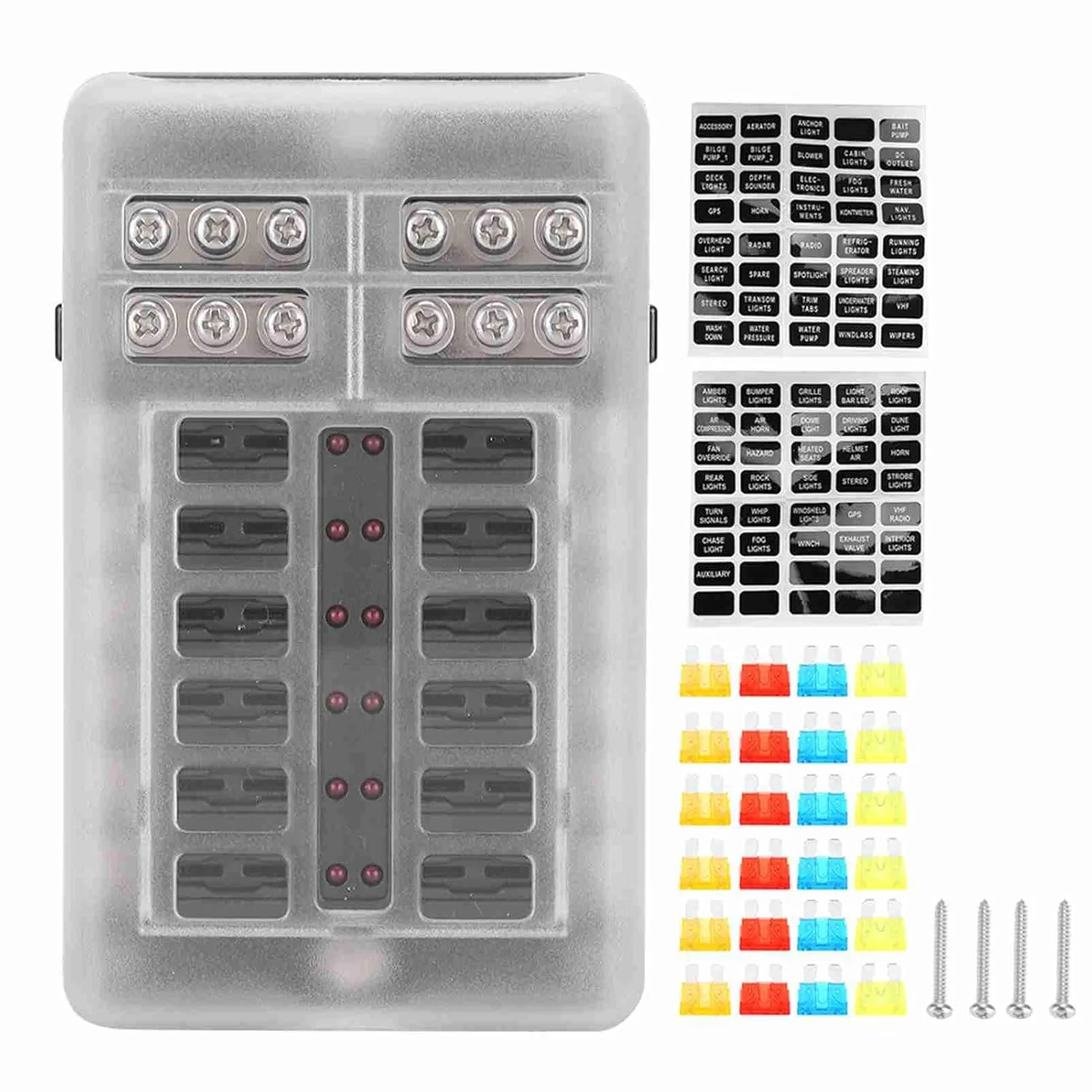 جعبه فیوز 12 راهه موریلیان، 24 عددی، 1 ورودی 12 خروجی با نشانگر LED برای خودرو، کامیون، قایق، بلوک جعبه نگهدارنده فیوز جعبه فیوز 12 راهه موریلیان، 24 عددی، 1 ورودی 12 خروجی با نشانگر LED برای خودرو، کامیون، قایق، بلوک جعبه نگهدارنده فیوز