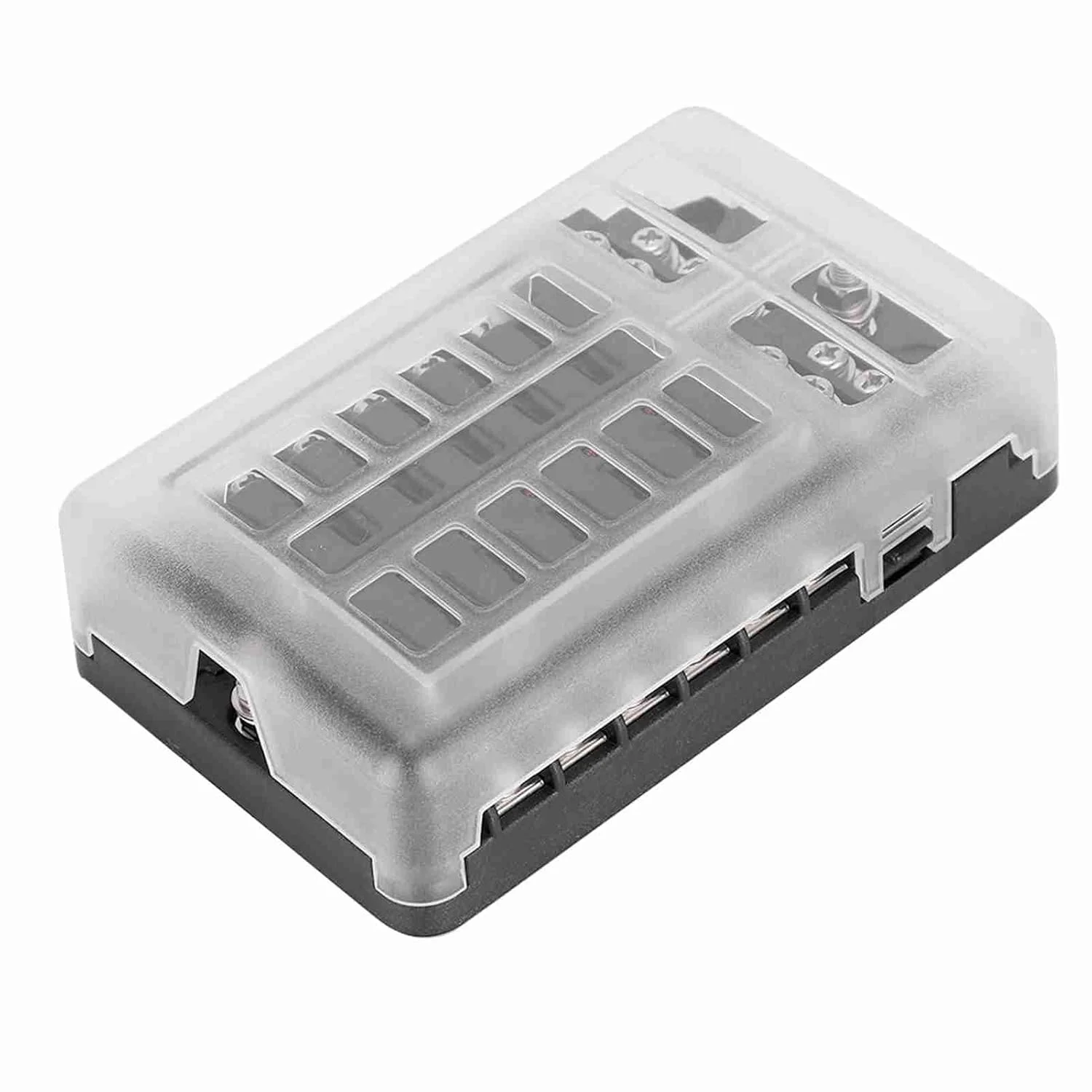 جعبه فیوز 12 راهه موریلیان، 24 عددی، 1 ورودی 12 خروجی با نشانگر LED برای ماشین، کامیون، قایق، جعبه نگهدارنده فیوز