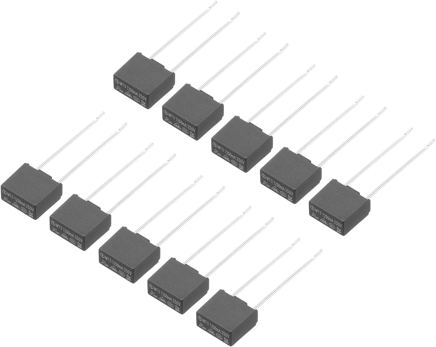 کوآرکزمان بسته 10 عددی فیوزهای مینیاتوری مربعی اسلومیکرو DIP برای قطعات الکترونیکی تعمیرات PCB LCD، T250mA 250mA 250V، مشکی