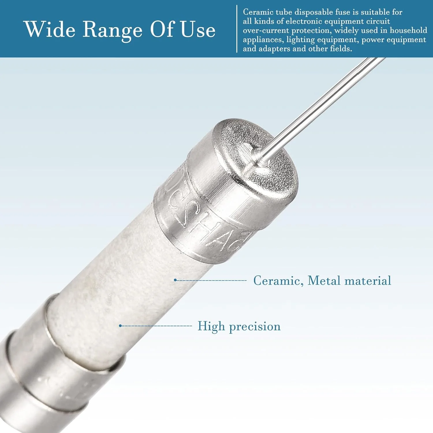 QUARKZMAN 10 عدد فیوز تاخیری 250 ولت 6.3 آمپر 5 میلی متر x 20 میلی متر سرامیکی با سیم اتصال برای تعمیر تجهیزات مدار [نقره ای]