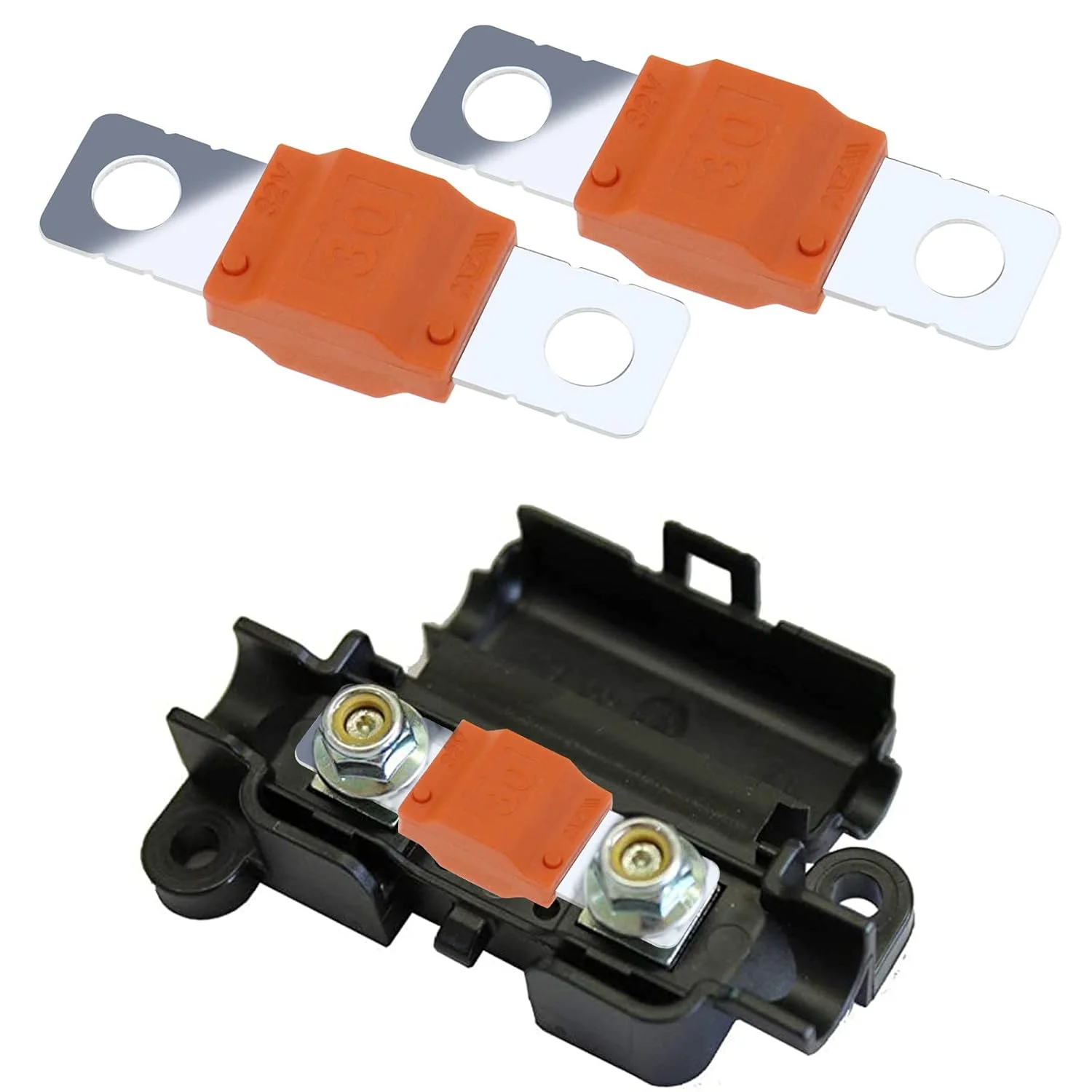 فیوزهای پیوندی جریان بالا 30 آمپر Lord of the Tools، 10 عددی، سازگار با نگهدارنده‌های فیوز Midi، نارنجی، پلاستیکی، فلزی، نصب شاسی، فیوز، فیوزهای خودرو