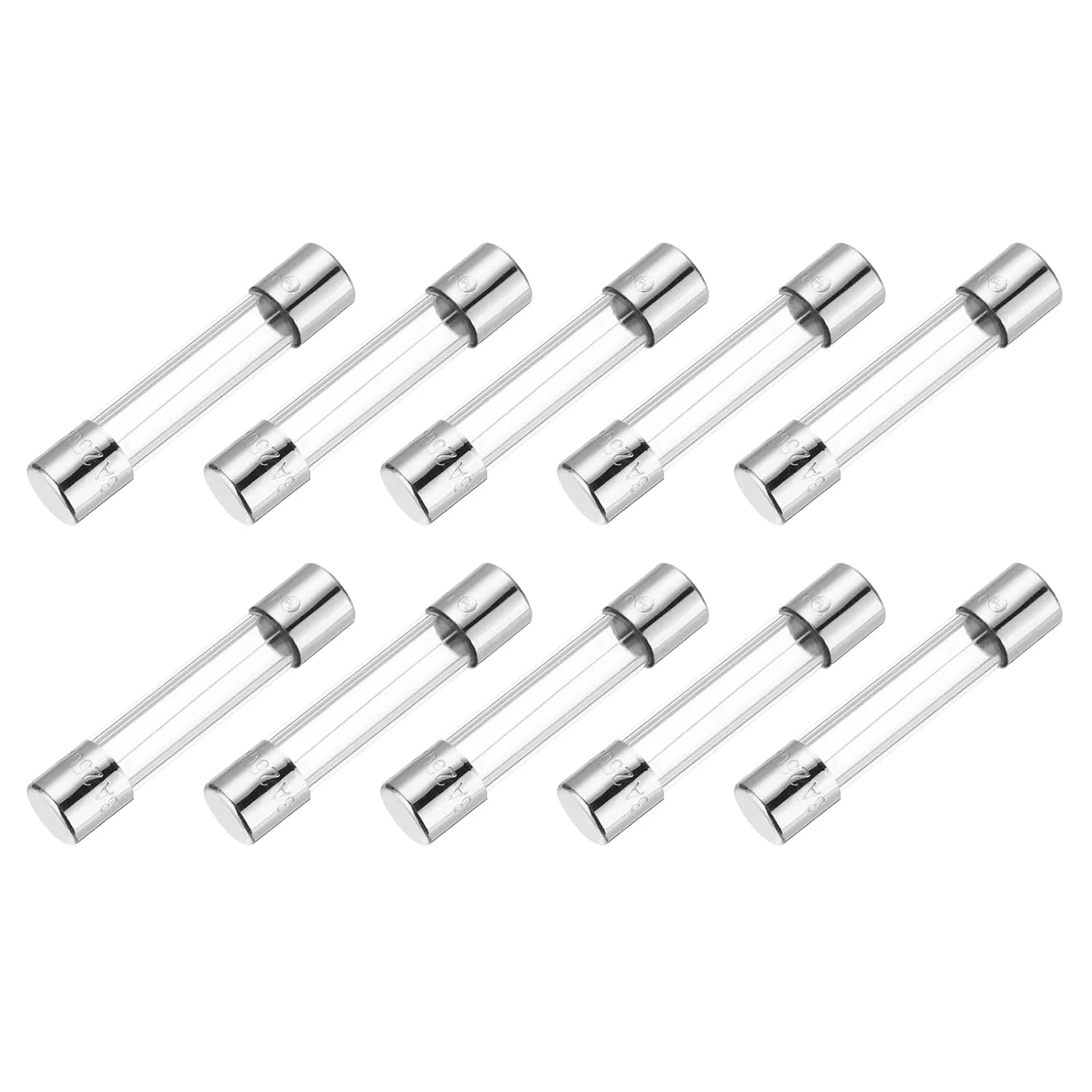 فیوز شیشه ای تاخیری 3 آمپر 250 ولت کوارکزمن 6x30 میلی متر دارای تاییدیه UL، فیوز کند سوز برای لوازم خانگی (بسته 10 عددی)