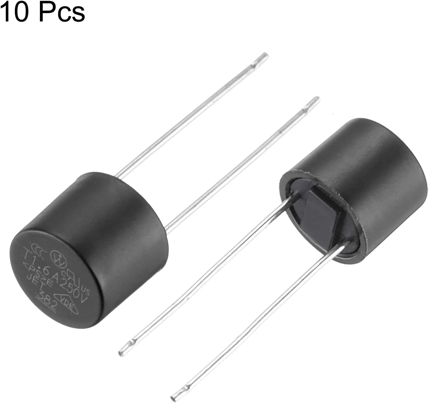 کوآرکزمان بسته 10 عددی فیوز استوانه ای مینیاتوری DIP نصب شده، فیوزهای تاخیری گرد مینیاتوری، مجموعه فیوزهای میکرو برای قطعات الکترونیکی تعمیرات PCB LCD، 1.6 آمپر 250 ولت، مشکی کوآرکزمان بسته 10 عددی فیوز استوانه ای مینیاتوری DIP نصب شده، فیوزهای تاخیری گرد مینیاتوری، مجموعه فیوزهای میکرو برای قطعات الکترونیکی تعمیرات PCB LCD، 1.6 آمپر 250 ولت، مشکی
