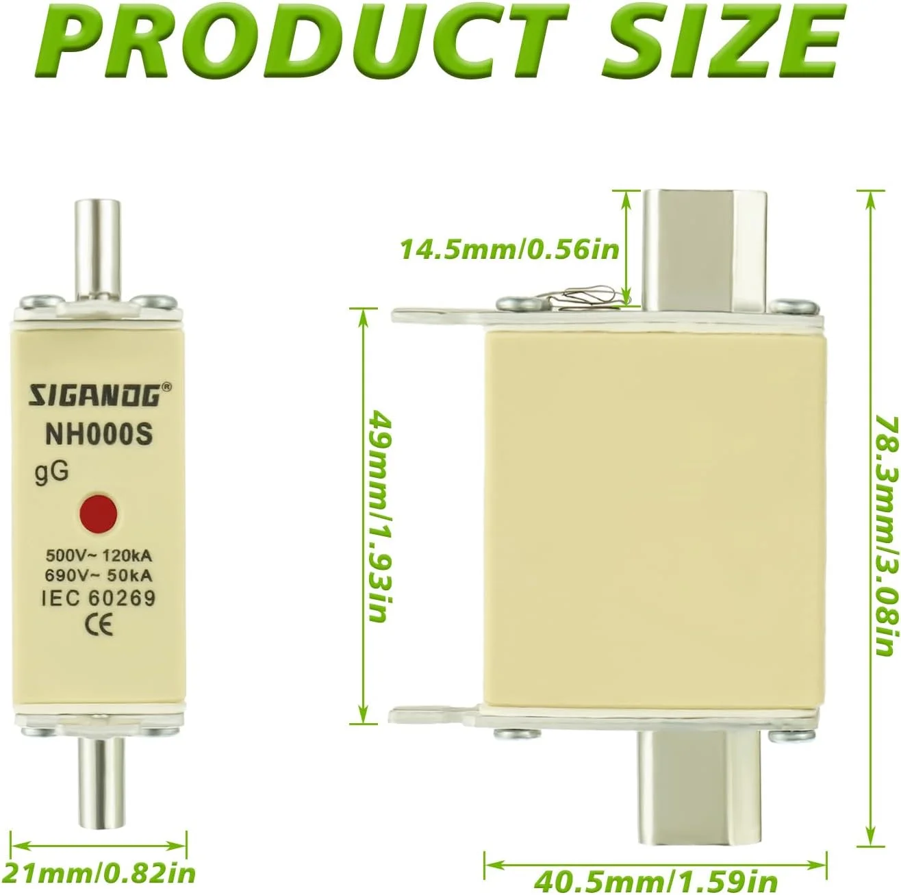 فیوز ترکیبی SIGANDG NH gL/gG 80A NH000 (3 عدد) فیوز ترکیبی SIGANDG NH gL/gG 80A NH000 (3 عدد)