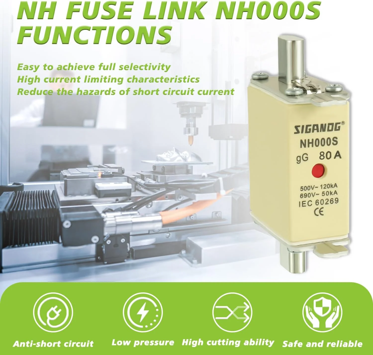 فیوز ترکیبی SIGANDG NH gL/gG 80A NH000 (3 عدد) فیوز ترکیبی SIGANDG NH gL/gG 80A NH000 (3 عدد)