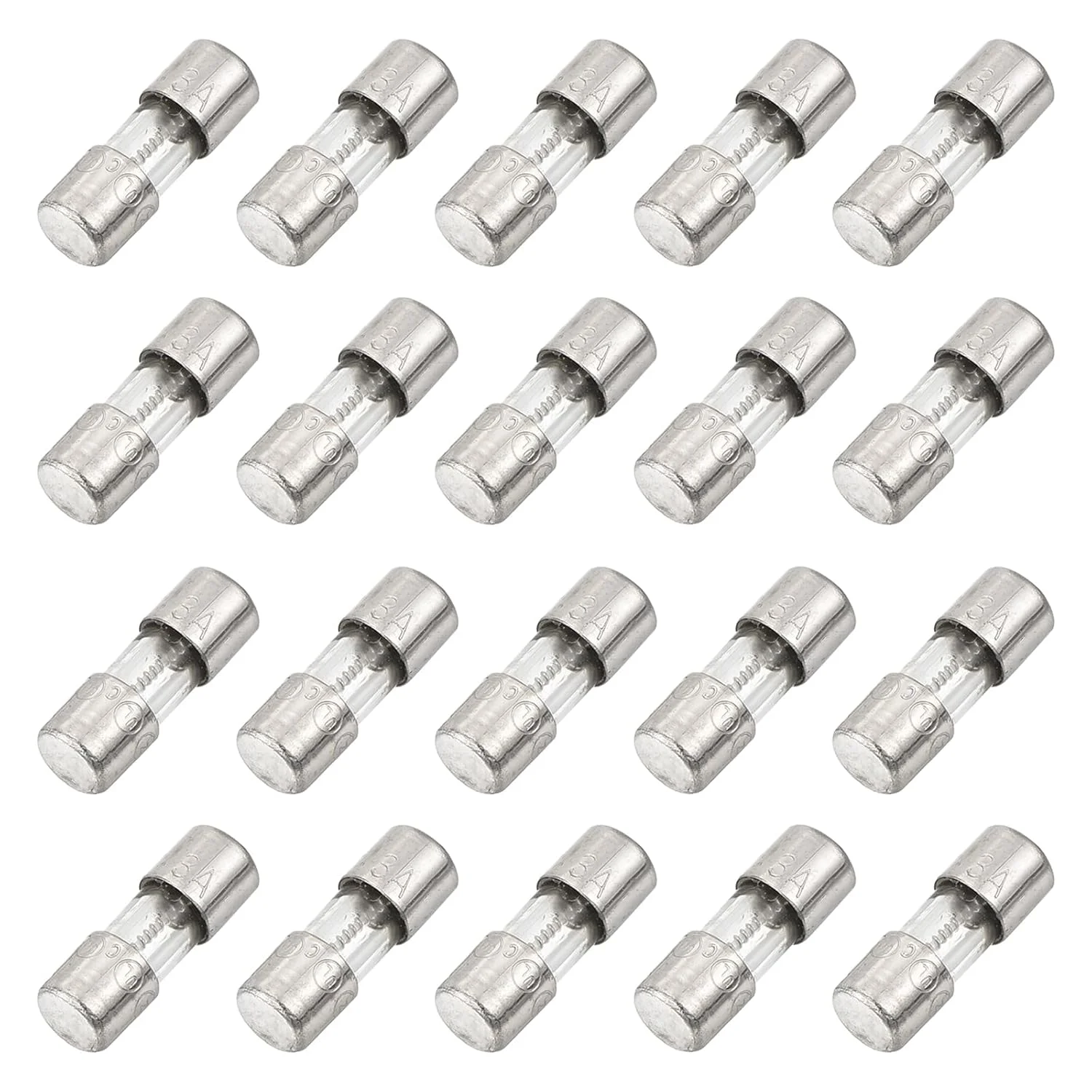 فیوز شیشه ای 3 آمپر QUARKZMAN، 3.6 × 10 میلی متر، بسته 20 عددی فیوزهای مینیاتوری با ویژگی رهش آهسته، فیوز 125 ولت برای لوازم خانگی