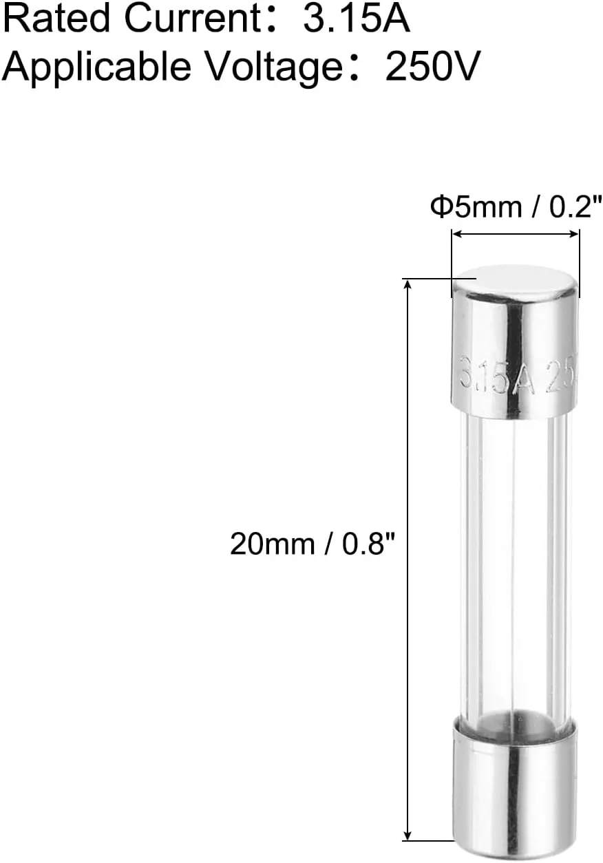 فیوز شیشه ای 3.15 آمپر QUARKZMAN، 5x20 میلی متر، بسته 10 عددی فیوزهای ظریف با ویژگی رهش آهسته، فیوز 250 ولت برای لوازم خانگی فیوز شیشه ای 3.15 آمپر QUARKZMAN، 5x20 میلی متر، بسته 10 عددی فیوزهای ظریف با ویژگی رهش آهسته، فیوز 250 ولت برای لوازم خانگی