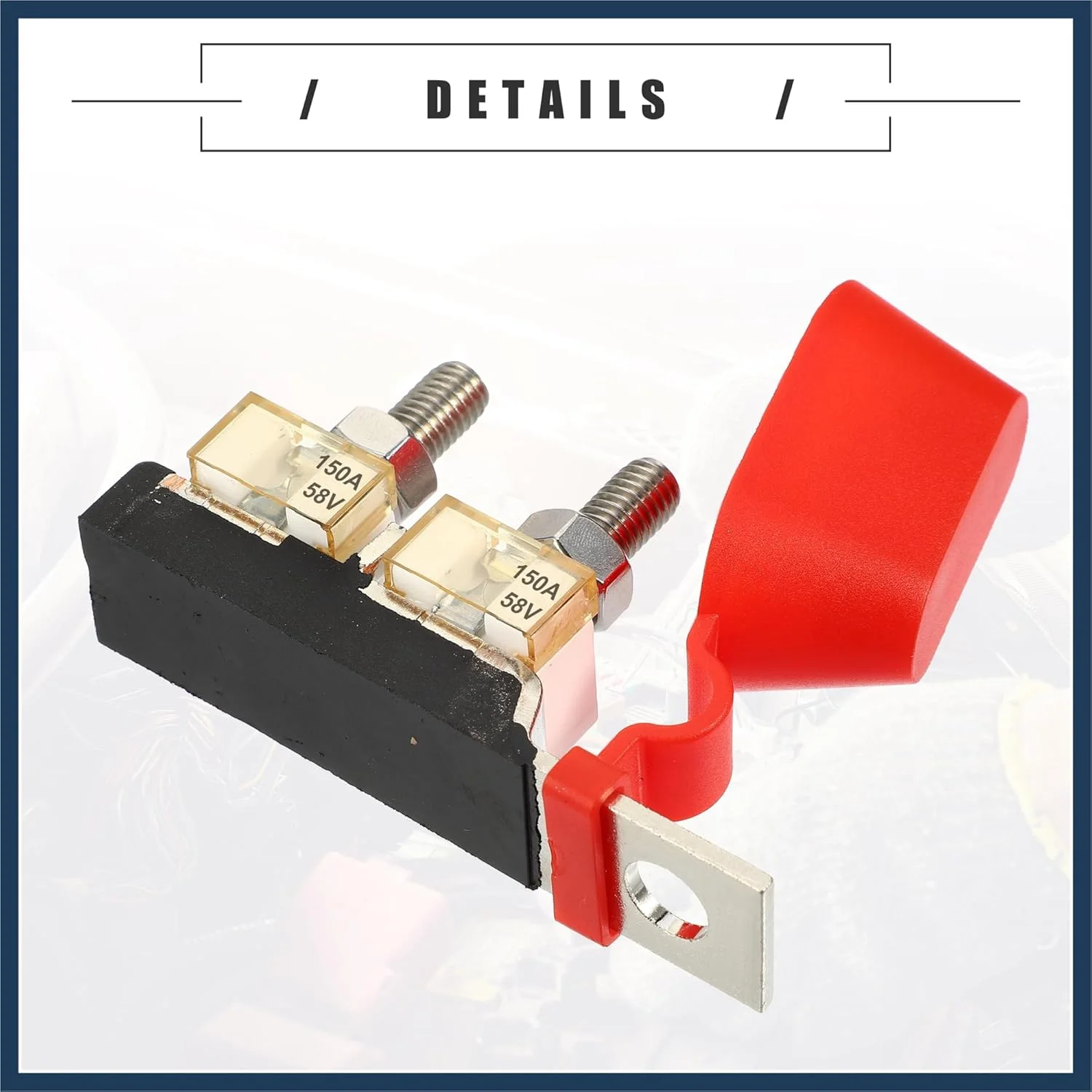 کیت بلوک فیوز ترمینال MRBF 150 آمپر INFINAUTO، دو پایه حداکثر ولتاژ 58 ولت برای خودرو، دریایی، قایق، RV، پلاستیکی، مشکی، 1 ست طراحی شیک
