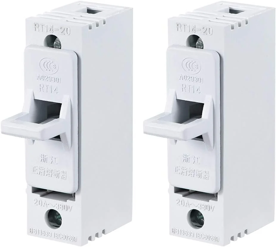uxcell جا فیوزی تک پل AC380V 20A RT14 RT18 R015 به همراه فیوز سرامیکی 10x38mm، 2 عدد