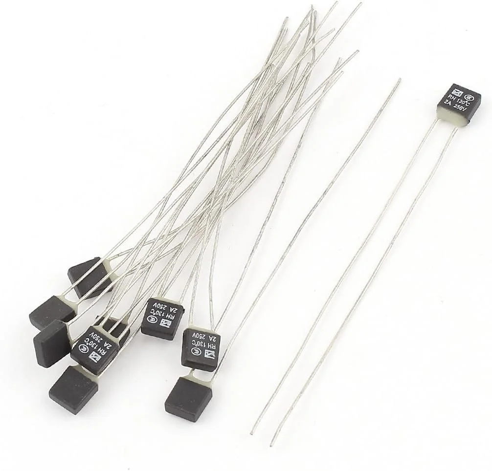 uxcell sourcingmap 10 عدد فیوز حرارتی کنترل دما دو سیمه RH 130C 250V 2A مشکی