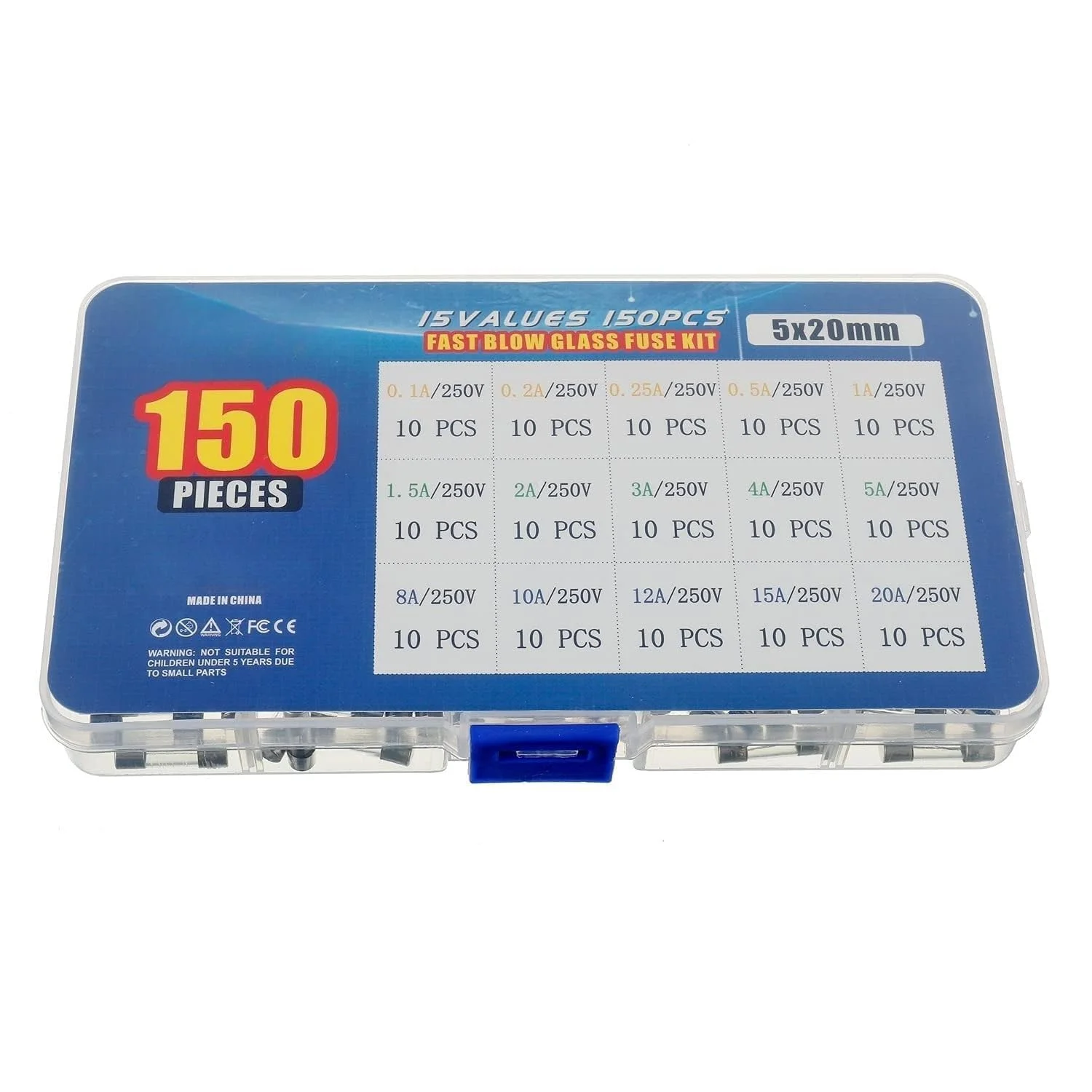 کیت مجموعه فیوزهای شیشه ای سریع سوز 15 مقدار 150 عددی 5x20 میلی متر 250 ولت 0.1 0.2 0.25 0.5 1 1.5 2 3 4 5 8 10 12 15 20 آمپر بسته بندی شده در جعبه پلاستیکی شفاف کیت مجموعه فیوزهای شیشه ای سریع سوز 15 مقدار 150 عددی 5x20 میلی متر 250 ولت 0.1 0.2 0.25 0.5 1 1.5 2 3 4 5 8 10 12 15 20 آمپر بسته بندی شده در جعبه پلاستیکی شفاف