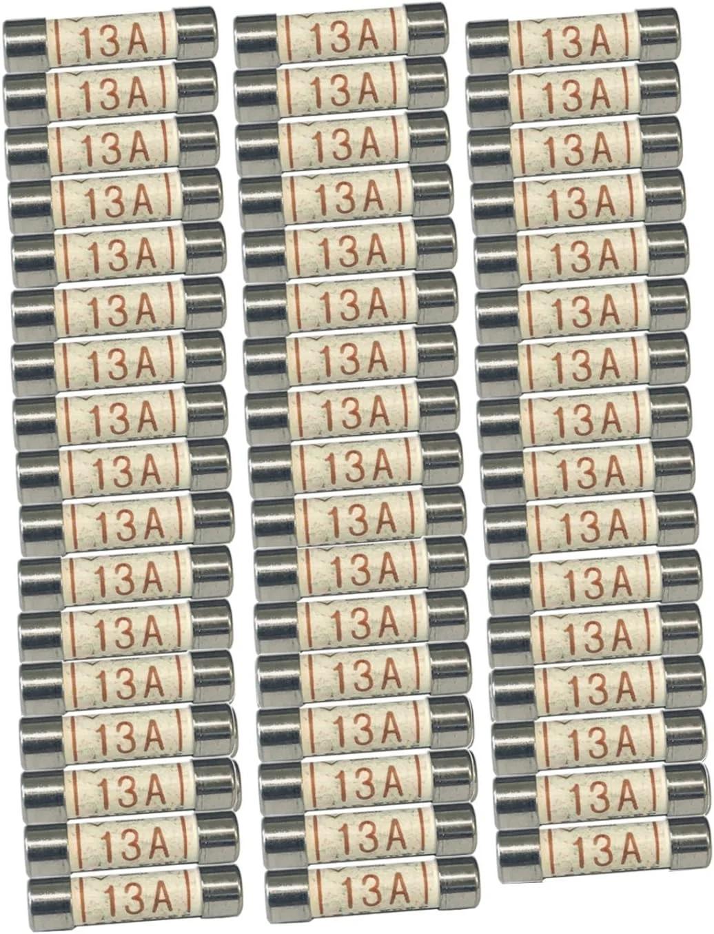 فیوز 13 آمپر RC (بسته 50 عددی) - فیوز کارتریجی دوشاخه 3 پین خانگی