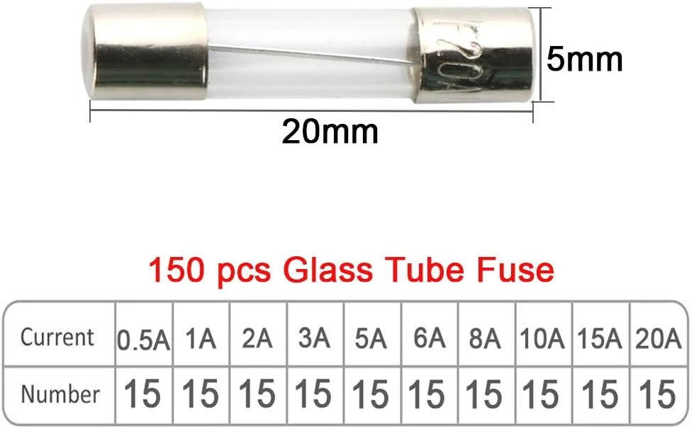 مجموعه 150 عددی فیوز شیشه ای خودرو QitinDasen 5x20mm، مجموعه فیوز شیشه ای سریع سوز، فیوز شیشه ای سریع سوز با 20 عدد جای فیوز و 5 عدد نگهدارنده فیوز پیچی خطی مجموعه 150 عددی فیوز شیشه ای خودرو QitinDasen 5x20mm، مجموعه فیوز شیشه ای سریع سوز، فیوز شیشه ای سریع سوز با 20 عدد جای فیوز و 5 عدد نگهدارنده فیوز پیچی خطی
