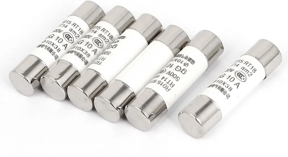 فیوزهای لوله سرامیکی استوانه ای 10x38 میلی متری uxcell sourcingmap AC 500V 10A RO15 RT18 RT14، 6 عدد