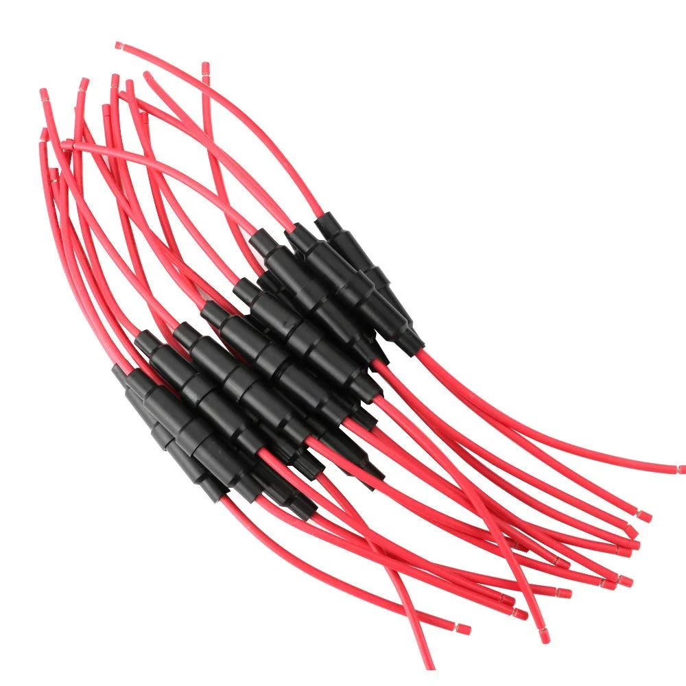 هولدر فیوز AGC مدل Gebildet با ابعاد 6x30 میلی‌متر، نوع پیچی درون خطی با سیم 16AWG، جعبه فیوز 32 ولت 20 آمپر برای فیوز شیشه‌ای ضربه‌ای سریع (بسته 15 عددی)