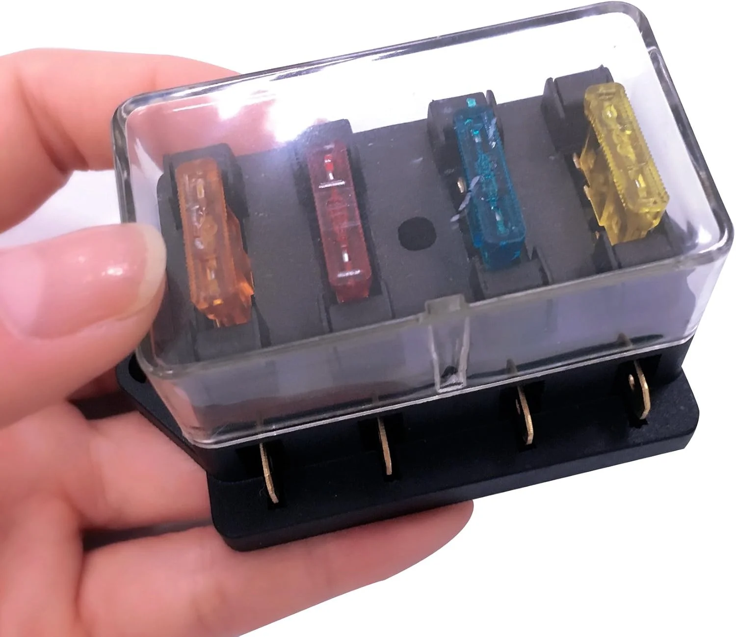 جعبه فیوز تیغه ای 4 راهه خودرو ZOOKOTO 12V/24V با فیوزهای 5A/10A/15A/20A جعبه فیوز تیغه ای 4 راهه خودرو ZOOKOTO 12V/24V با فیوزهای 5A/10A/15A/20A