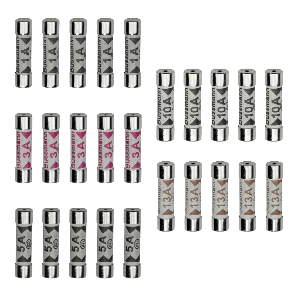 کیت نصب فیوز لوله سرامیکی Innfeeltech 6.3 x 25 mm BS1362، 5 مقدار، 25 عدد، 1A/3A/5A/10A/136 آمپر، 240 ولت