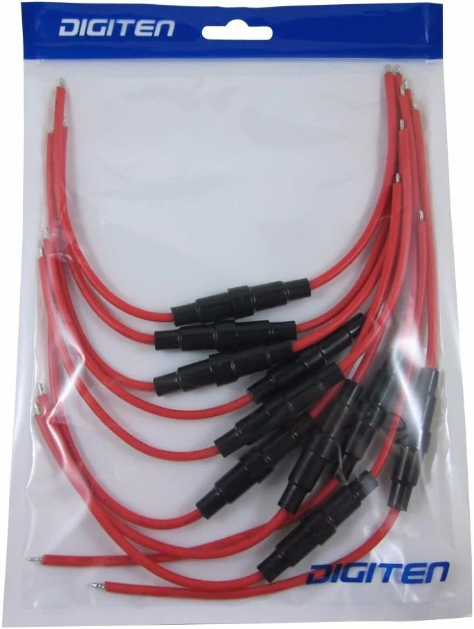 DIGITEN نگهدارنده فیوز 5x20mm GDC نوع پیچی درون خطی با سیم 16 AWG (بسته 10 عددی) DIGITEN نگهدارنده فیوز 5x20mm GDC نوع پیچی درون خطی با سیم 16 AWG (بسته 10 عددی)