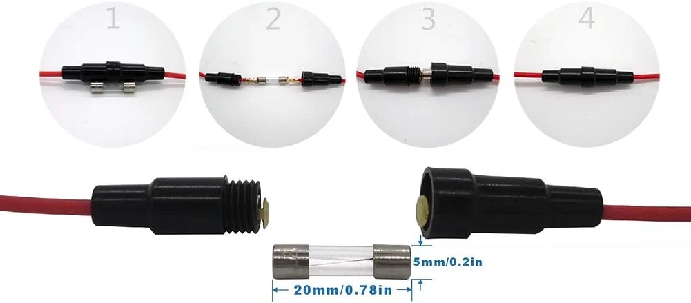 DIGITEN نگهدارنده فیوز 5x20mm GDC نوع پیچی درون خطی با سیم 16 AWG (بسته 10 عددی) DIGITEN نگهدارنده فیوز 5x20mm GDC نوع پیچی درون خطی با سیم 16 AWG (بسته 10 عددی)