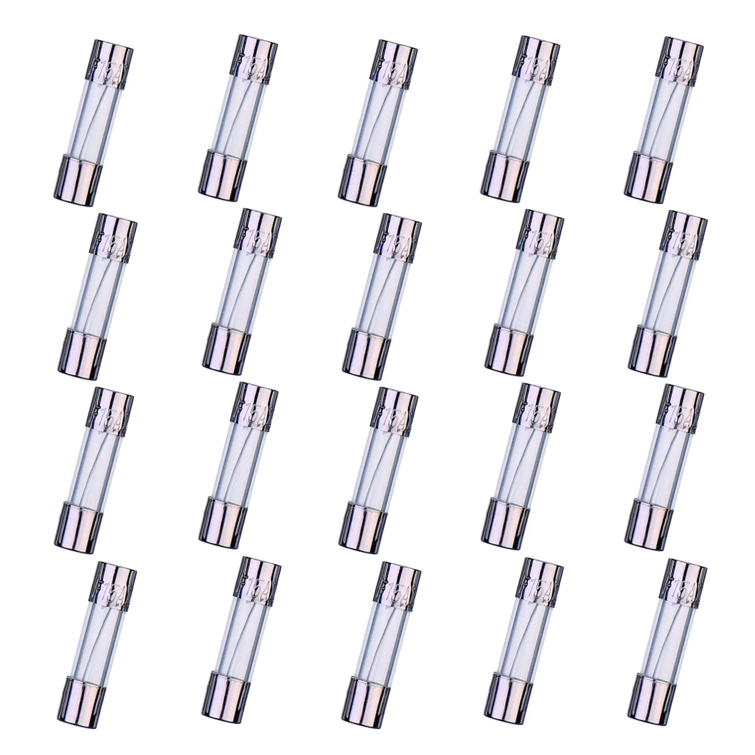 HUAREW F15AL250V بسته 20 عددی فیوز شیشه ای سریع 5x20 میلی متری 15 آمپر 250 ولت 0.2x0.78 اینچ فیوز تاخیری (بسته 20 عددی)