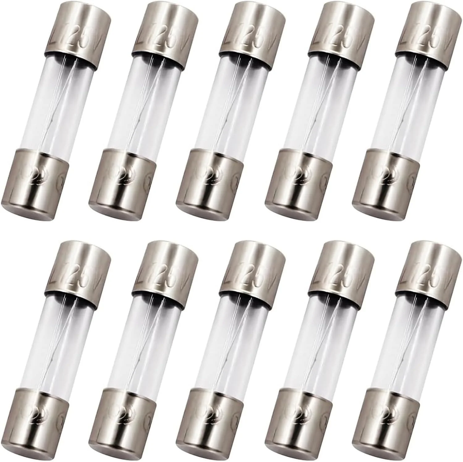 فیوز شیشه ای 10 عددی SIXQJZML مدل F10AL با عملکرد سریع، 10 آمپر، 125 ولت، سایز 5x20 میلی متر (125 ولت F10A)