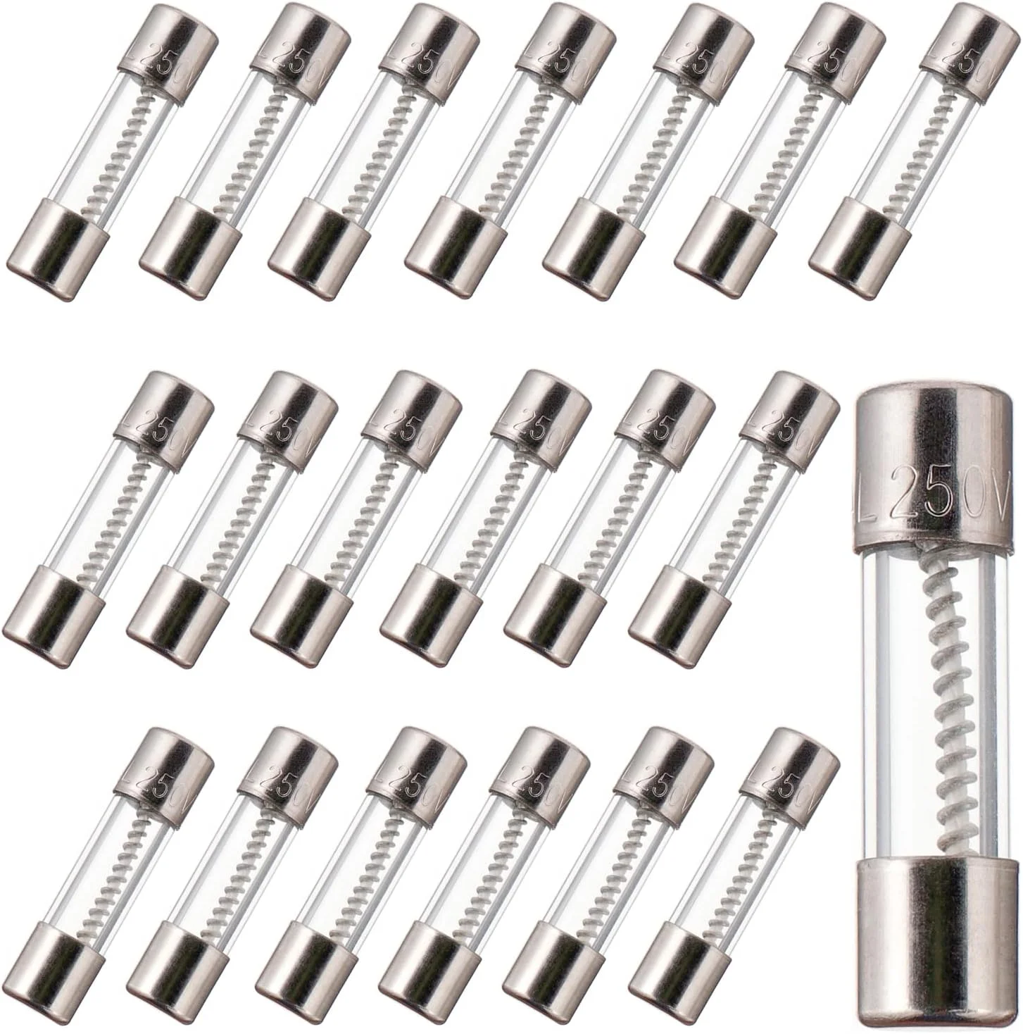 فیوز شیشه ای تاخیری BOJACK T4AL250V 5x20mm 4A 250V، 4 آمپر 250 ولت، 0.2 x 0.78 اینچ (بسته 20 عددی)