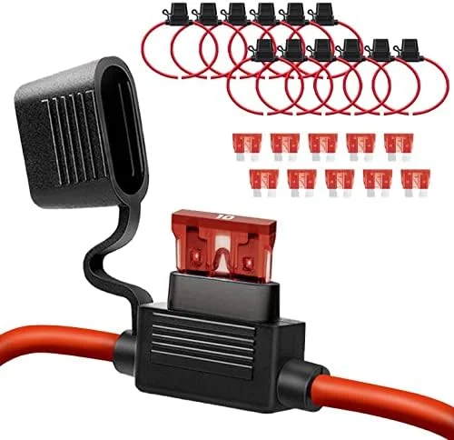 جا فیوزی خطی Qizpcer با سیم 16 AWG - فیوز تیغه ای 12 ولت، 10 آمپر (بسته 10 عددی)