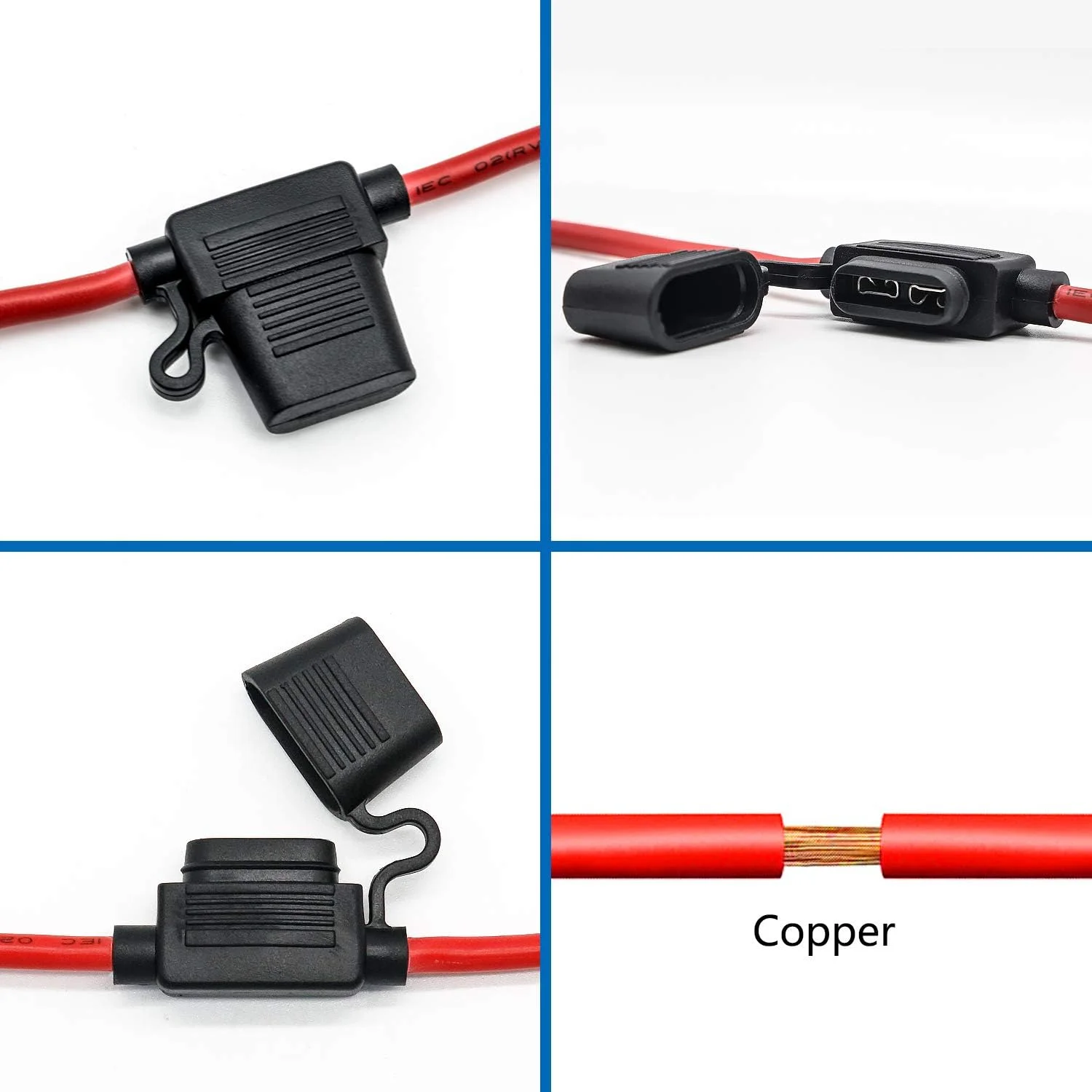 جا فیوزی خطی Qizpcer با سیم 16 AWG - فیوز تیغه ای 12 ولت، 10 آمپر (بسته 10 عددی)