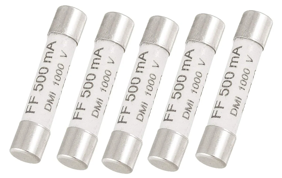 فیوز سرامیکی سفید YXQ 1000V 500mA 6.3 x 32mm برای مولتی متر 5 عددی