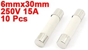 uxcell sourcingmap 10 عدد فیوزهای لوله سرامیکی استوانه ای با سوختن سریع AC 250V 15A 6x30mm uxcell sourcingmap 10 عدد فیوزهای لوله سرامیکی استوانه ای با سوختن سریع AC 250V 15A 6x30mm