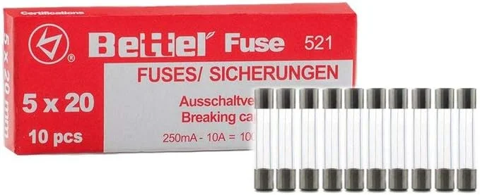 فیوز سریع 5A ادی-ترونیک 5 x 20 mm 250 V نوع 521 - بسته 10 عددی فیوز شیشه ای ظریف G