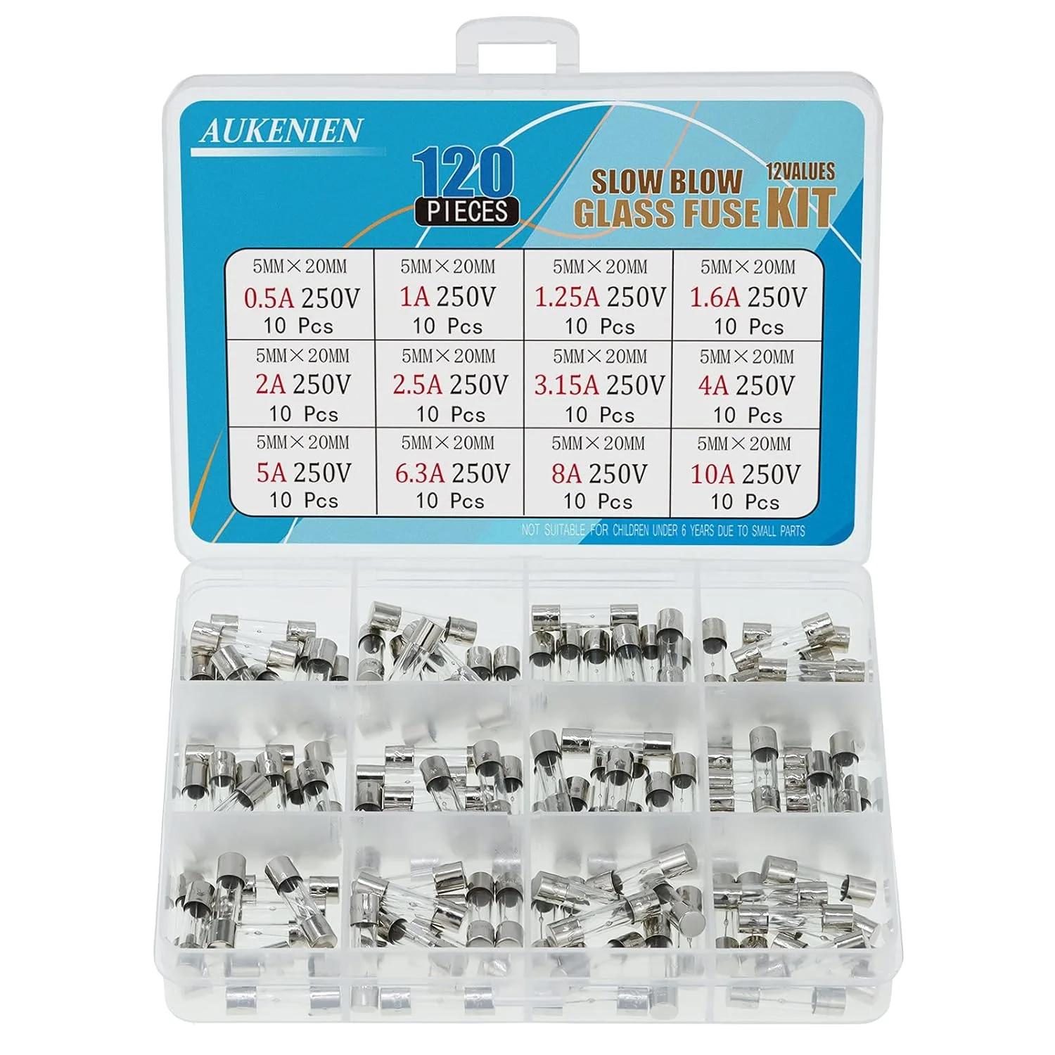 پکیج 120 فووز سیمانی 0.5A-10A 250V 5x20 mm AUKENIEN