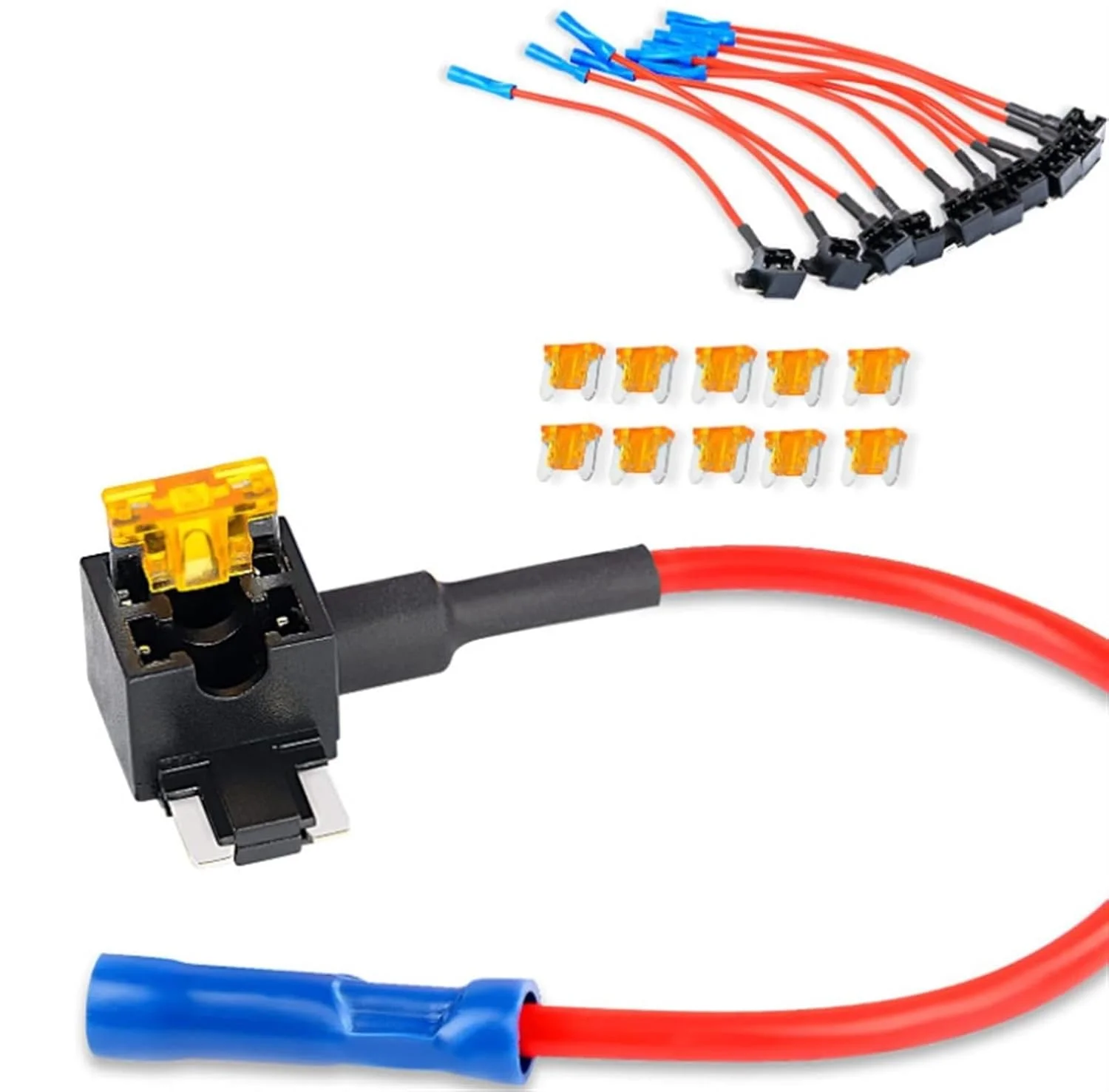 THE WHITE SHOP بسته 10 عددی فیوز مینیاتوری کم ارتفاع 16 AWG، انشعاب فیوز خودرو 12 ولت طول 6 اینچ، برای روشنایی خودروهای سنگین دریایی مدارهای الکتریکی (سایز: A)