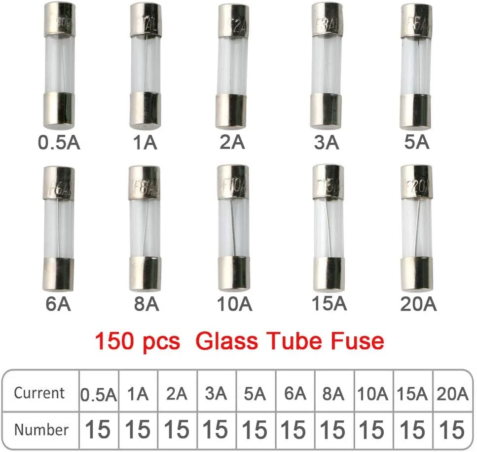 QitinDasen FULARR 150 عدد فیوز شیشه ای حرفه ای 5x20 میلی متری برای خودرو، مجموعه فیوزهای فست بلو با جعبه پلاستیکی شفاف، کیت فیوزهای شیشه ای فست شات متنوع 0.5 آمپر، 1 آمپر، 2 آمپر، 3 آمپر، 5 آمپر، 6 آمپر، 8 آمپر، 10 آمپر، 15 آمپر، 20 آمپر QitinDasen FULARR 150 عدد فیوز شیشه ای حرفه ای 5x20 میلی متری برای خودرو، مجموعه فیوزهای فست بلو با جعبه پلاستیکی شفاف، کیت فیوزهای شیشه ای فست شات متنوع 0.5 آمپر، 1 آمپر، 2 آمپر، 3 آمپر، 5 آمپر، 6 آمپر، 8 آمپر، 10 آمپر، 15 آمپر، 20 آمپر