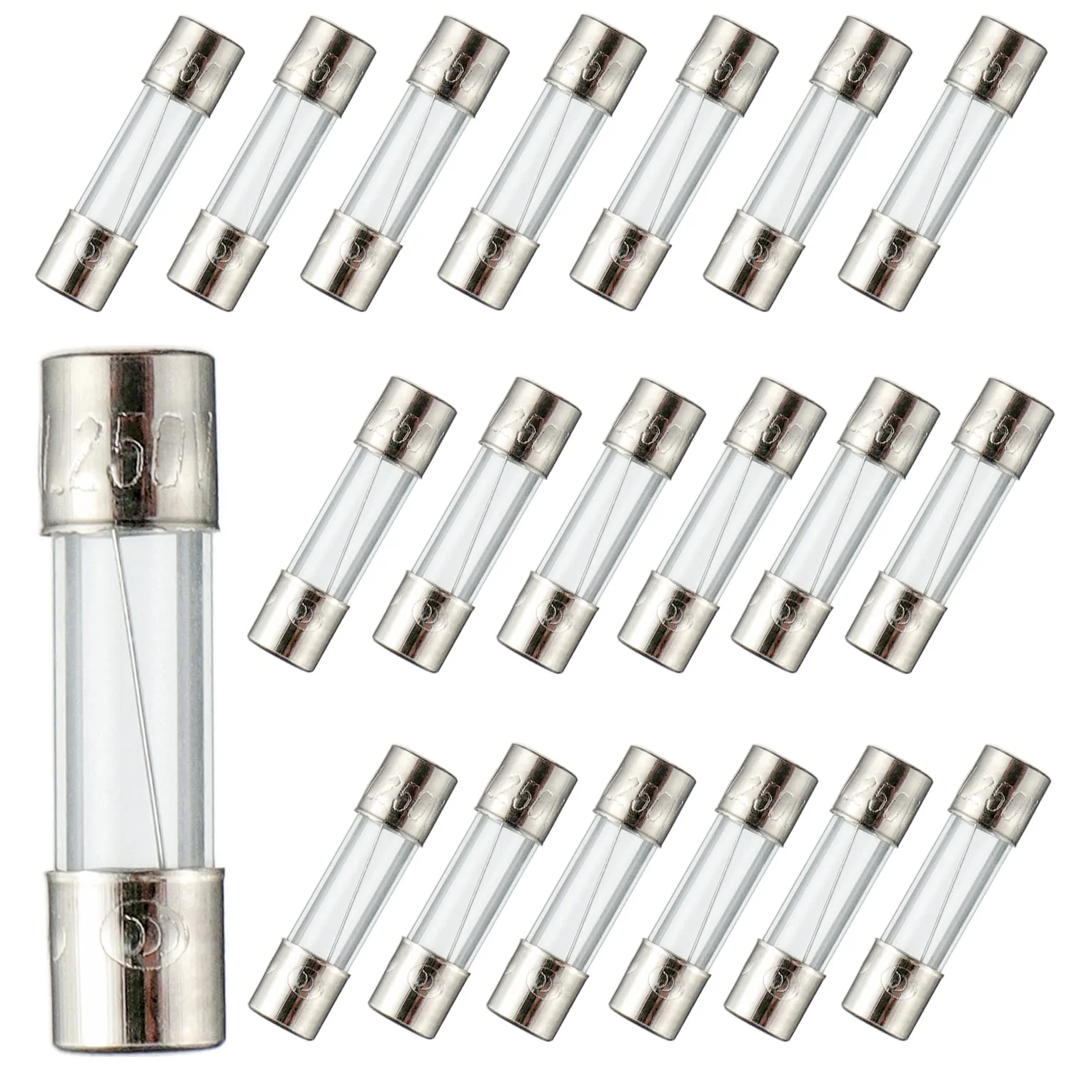 فیوزهای ذوب سریع BOJACK F2AL250V 5x20mm 2A 250V، 2 آمپر 250 ولت، لوله شیشه ای 0.2 x 0.78 اینچ (بسته 20 عددی)