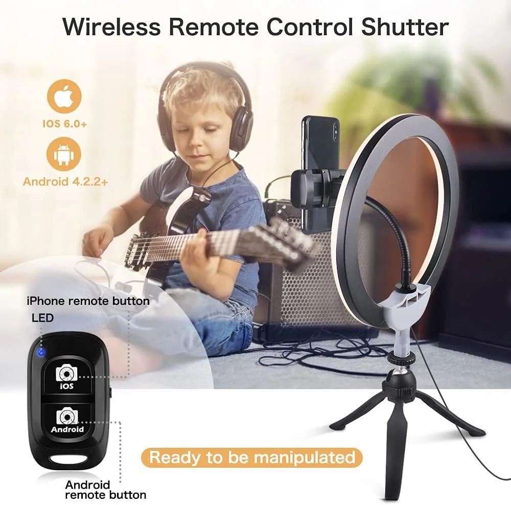 حلقه نور ال ای دی 10 اینچی UBeesize با پایه سه پایه و نگهدارنده تلفن، حلقه نور آرایشی رومیزی دیمر دار، مناسب برای پخش زنده، ویدیوهای یوتیوب و عکاسی، 3 حالت نور و 11 سطح روشنایی حلقه نور ال ای دی 10 اینچی UBeesize با پایه سه پایه و نگهدارنده تلفن، حلقه نور آرایشی رومیزی دیمر دار، مناسب برای پخش زنده، ویدیوهای یوتیوب و عکاسی، 3 حالت نور و 11 سطح روشنایی