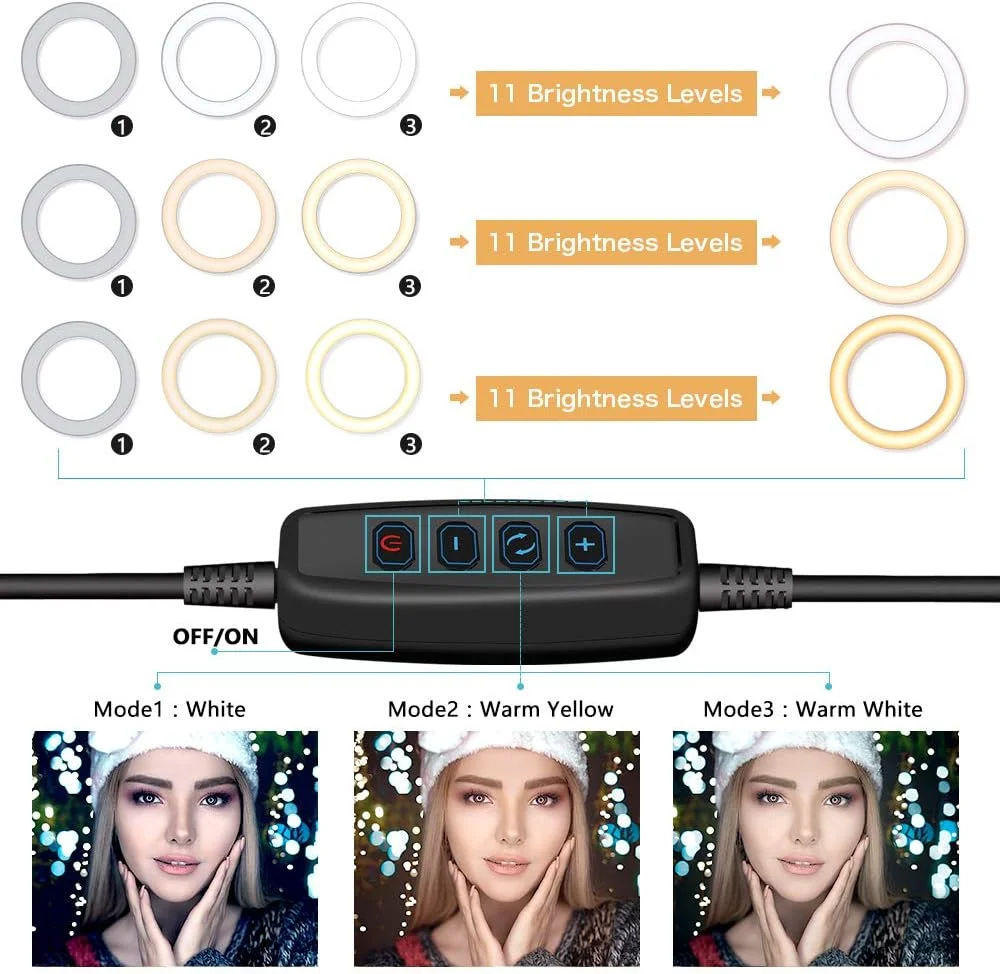 حلقه نور ال ای دی 10 اینچی UBeesize با پایه سه پایه و نگهدارنده تلفن، حلقه نور آرایشی رومیزی دیمر دار، مناسب برای پخش زنده، ویدیوهای یوتیوب و عکاسی، 3 حالت نور و 11 سطح روشنایی حلقه نور ال ای دی 10 اینچی UBeesize با پایه سه پایه و نگهدارنده تلفن، حلقه نور آرایشی رومیزی دیمر دار، مناسب برای پخش زنده، ویدیوهای یوتیوب و عکاسی، 3 حالت نور و 11 سطح روشنایی