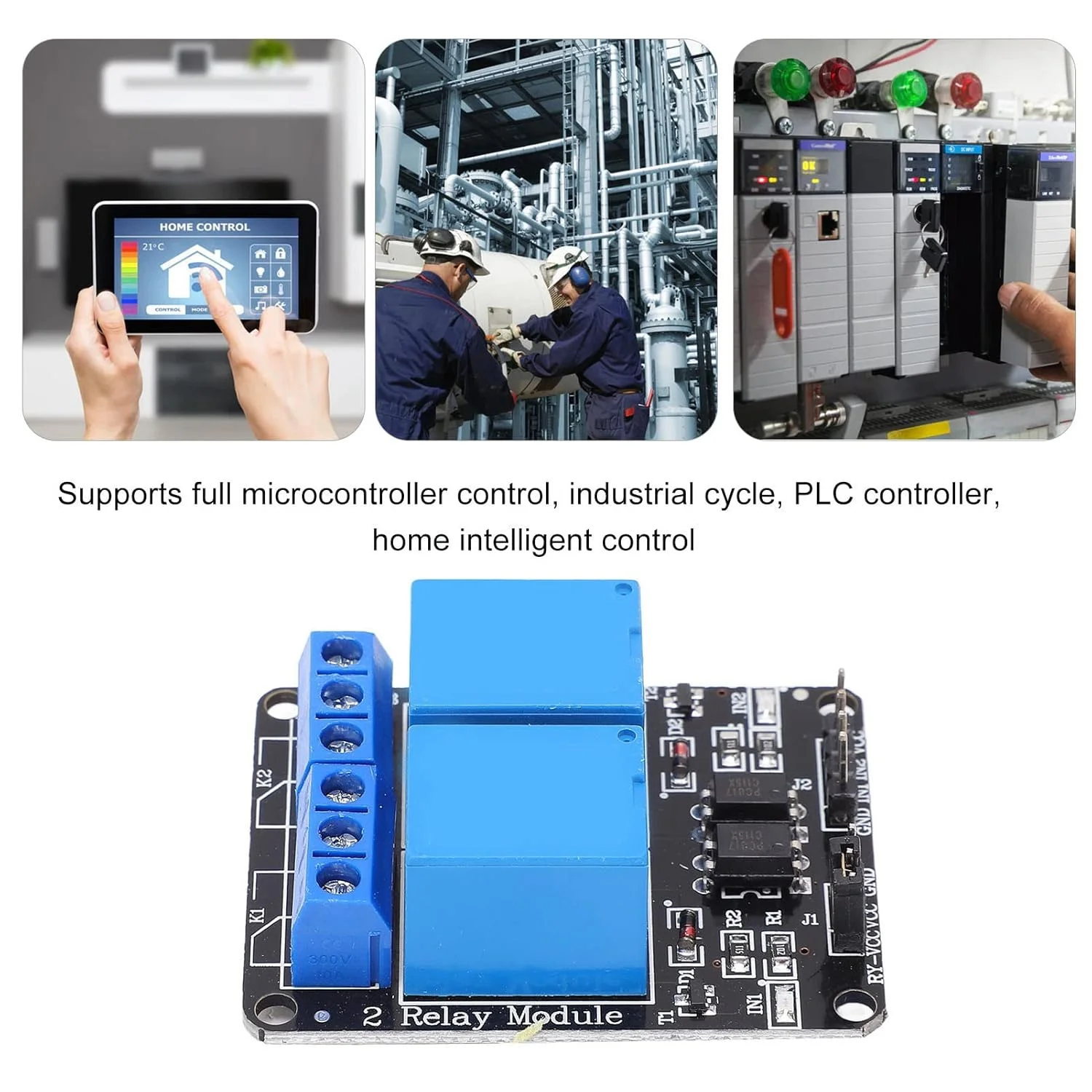 ماژول رله 2 کانال با ایزولاسیون اپتوکوپلر، برد رله جریان بالا برای میکروکنترلر PLC اتوماسیون خانگی، جنس ABS، 5 عدد
