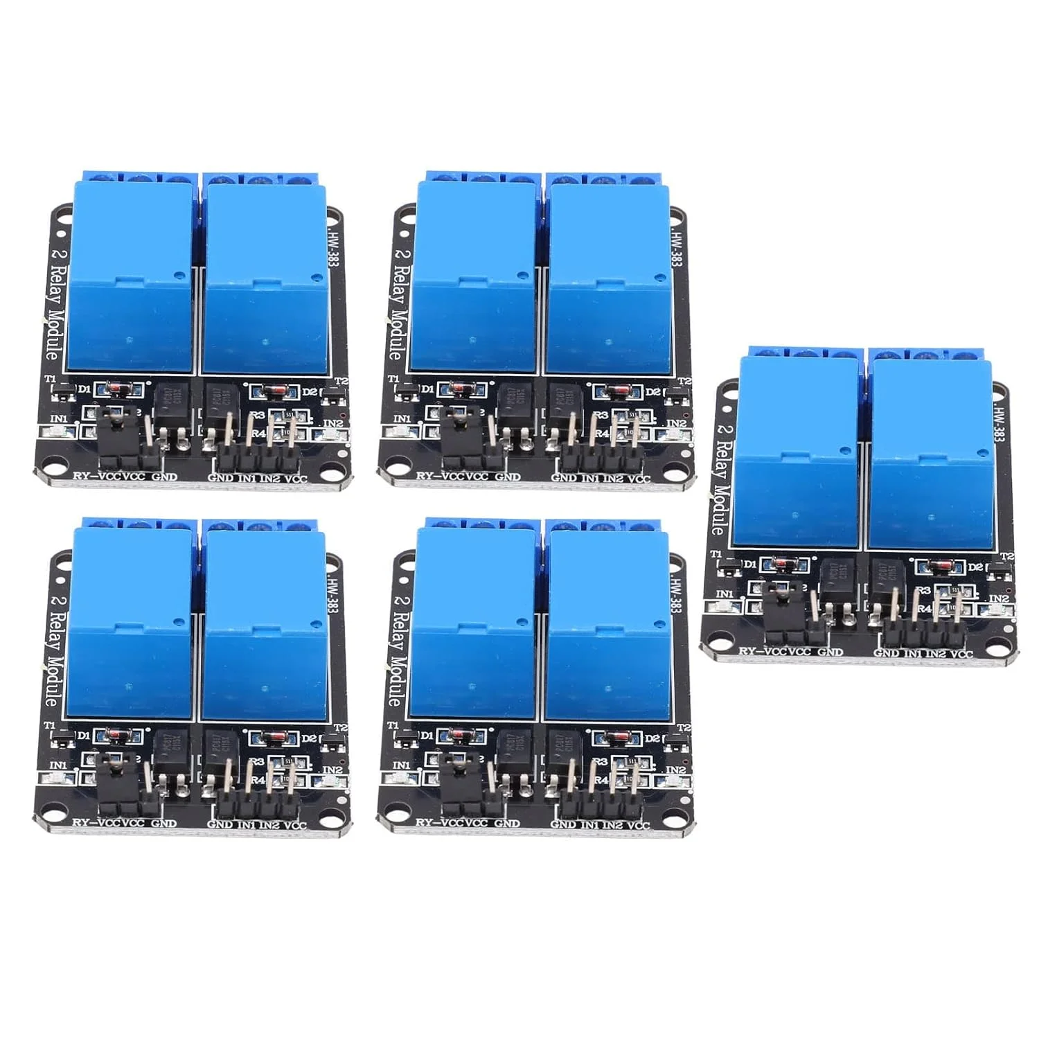 ماژول رله 2 کانال با ایزولاسیون اپتوکوپلر، برد رله جریان بالا برای میکروکنترلر PLC اتوماسیون خانگی، جنس ABS، 5 عدد