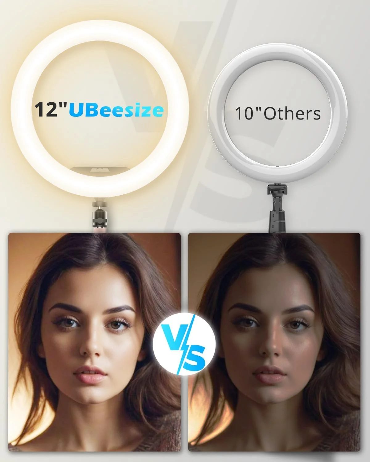 نور حلقه ای رومیزی 12 اینچی UBeesize با پایه و نگهدارنده تلفن، پایه تلفن بالای سر برای ضبط ویدیو، جلسات زوم، پخش زنده، تیک تاک، یوتیوب، سازگار با آیفون، اندروید، دوربین ها نور حلقه ای رومیزی 12 اینچی UBeesize با پایه و نگهدارنده تلفن، پایه تلفن بالای سر برای ضبط ویدیو، جلسات زوم، پخش زنده، تیک تاک، یوتیوب، سازگار با آیفون، اندروید، دوربین ها