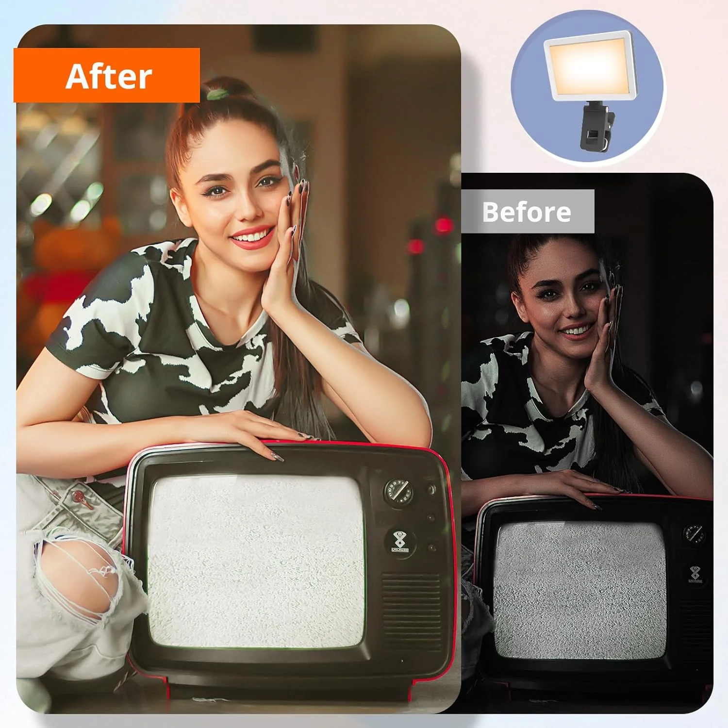 نور سلفی UBeesize با عملکرد حافظه، چراغ تلفن قابل شارژ برای عکس، آیفون، آیپد، لپ تاپ، مانیتور، چراغ ویدئویی گیره ای با 3 حالت نور برای پخش زنده، TikTok، تماس های Zoom، آرایش نور سلفی UBeesize با عملکرد حافظه، چراغ تلفن قابل شارژ برای عکس، آیفون، آیپد، لپ تاپ، مانیتور، چراغ ویدئویی گیره ای با 3 حالت نور برای پخش زنده، TikTok، تماس های Zoom، آرایش