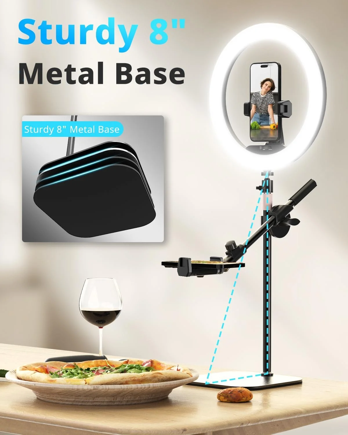 نور حلقه ای رومیزی 12 اینچی UBeesize با پایه و نگهدارنده تلفن، پایه تلفن بالای سر برای ضبط ویدیو، جلسات زوم، پخش زنده، تیک تاک، یوتیوب، سازگار با آیفون، اندروید، دوربین ها نور حلقه ای رومیزی 12 اینچی UBeesize با پایه و نگهدارنده تلفن، پایه تلفن بالای سر برای ضبط ویدیو، جلسات زوم، پخش زنده، تیک تاک، یوتیوب، سازگار با آیفون، اندروید، دوربین ها